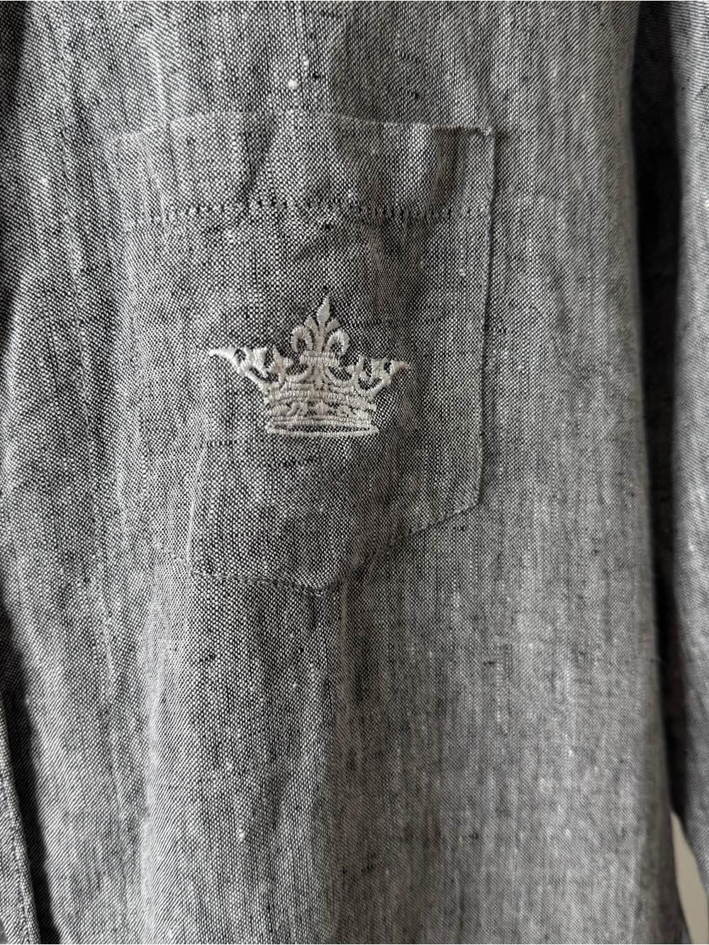 Crown Linen Designs 100% Linen Long Shirt Dress Button Front XL Gray - Picture 7 of 8